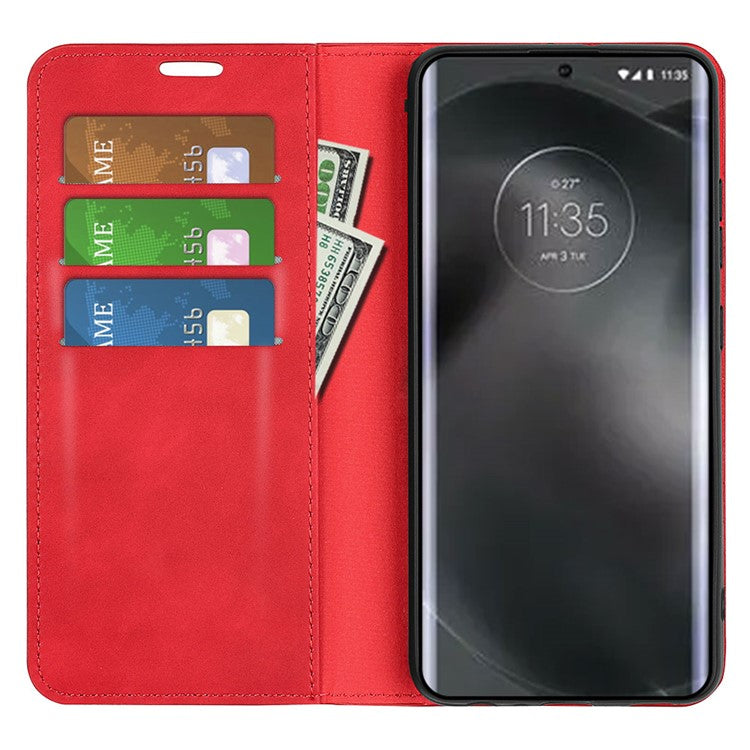 For Motorola Edge 30 Neo 5G / Edge 30 Lite Skin-touch PU Leather Flip Wallet Cover Stand Magnetic Absorption Shockproof Phone Case - Red