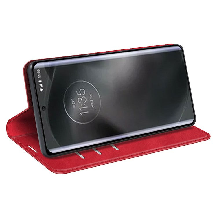 For Motorola Edge 30 Neo 5G / Edge 30 Lite Skin-touch PU Leather Flip Wallet Cover Stand Magnetic Absorption Shockproof Phone Case - Red