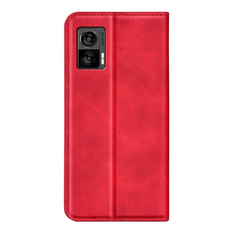 For Motorola Edge 30 Neo 5G / Edge 30 Lite Skin-touch PU Leather Flip Wallet Cover Stand Magnetic Absorption Shockproof Phone Case - Red