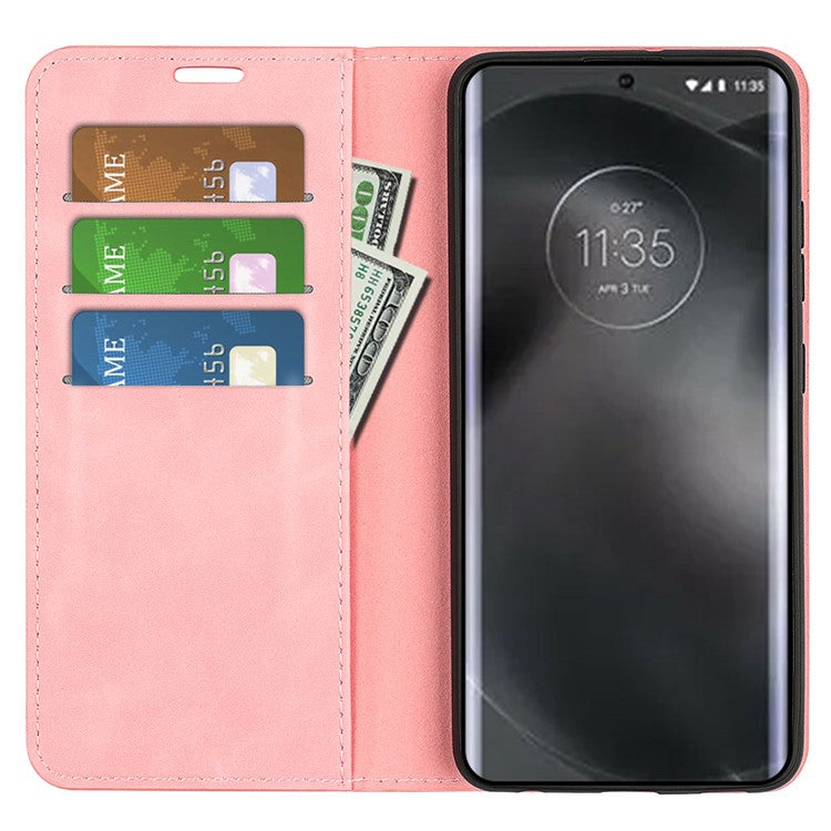 For Motorola Edge 30 Neo 5G / Edge 30 Lite Skin-touch PU Leather Flip Wallet Cover Stand Magnetic Absorption Shockproof Phone Case - Pink