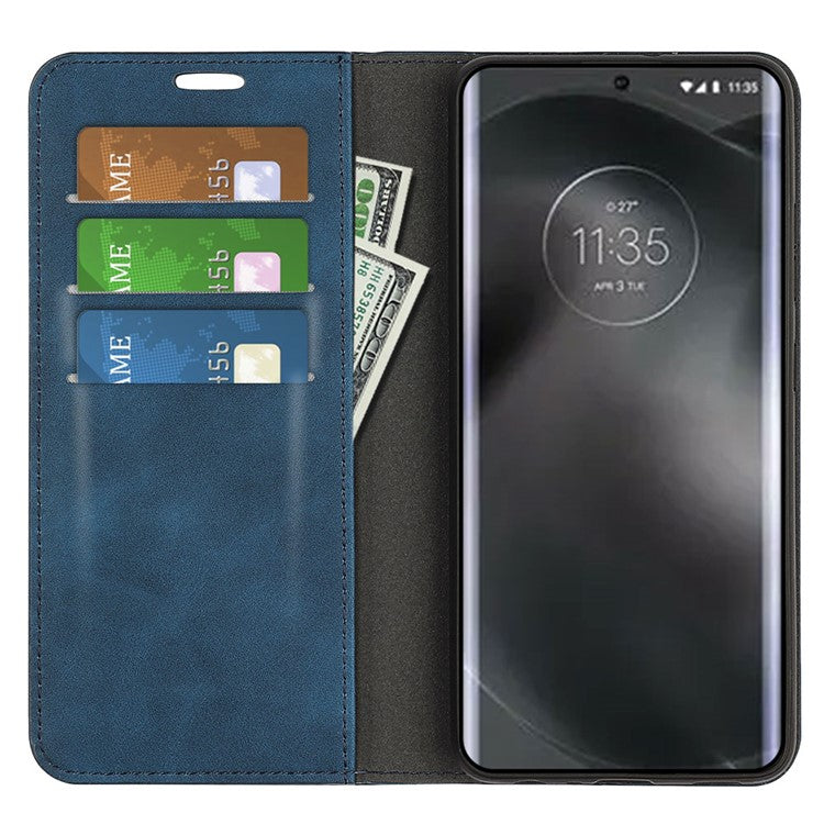For Motorola Edge 30 Neo 5G / Edge 30 Lite Skin-touch PU Leather Flip Wallet Cover Stand Magnetic Absorption Shockproof Phone Case - Blue