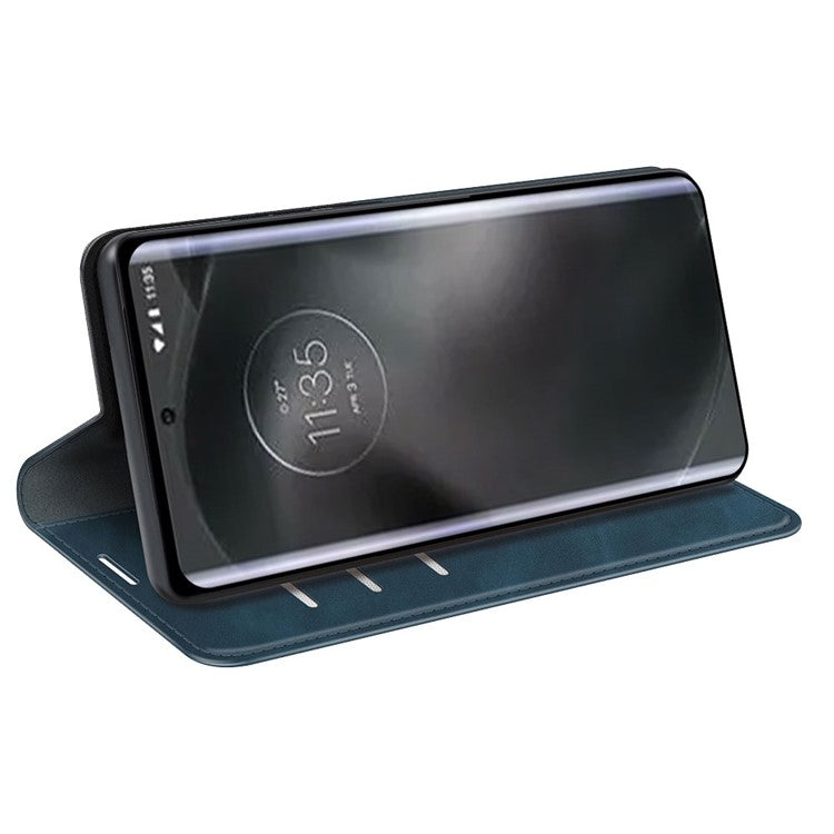 For Motorola Edge 30 Neo 5G / Edge 30 Lite Skin-touch PU Leather Flip Wallet Cover Stand Magnetic Absorption Shockproof Phone Case - Blue