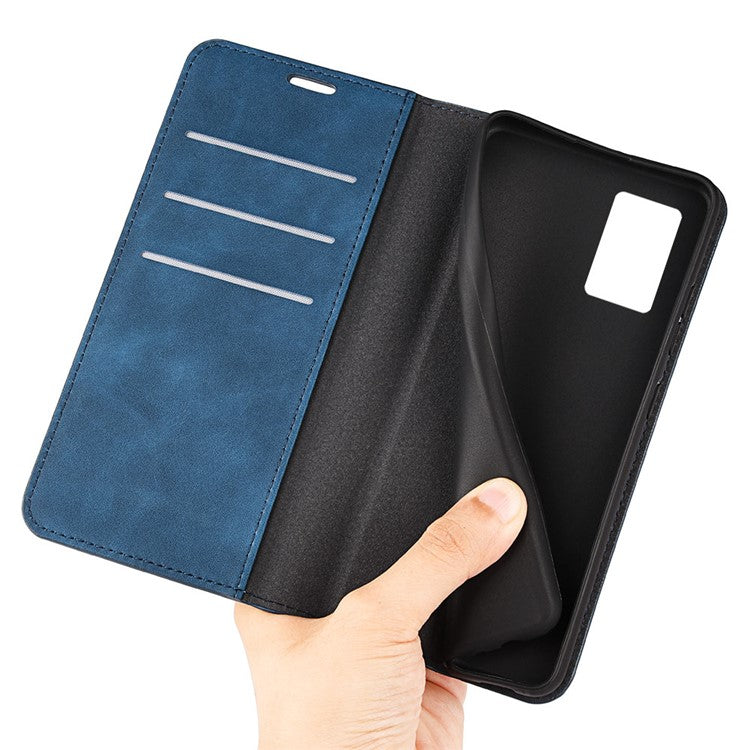 For Motorola Edge 30 Neo 5G / Edge 30 Lite Skin-touch PU Leather Flip Wallet Cover Stand Magnetic Absorption Shockproof Phone Case - Blue