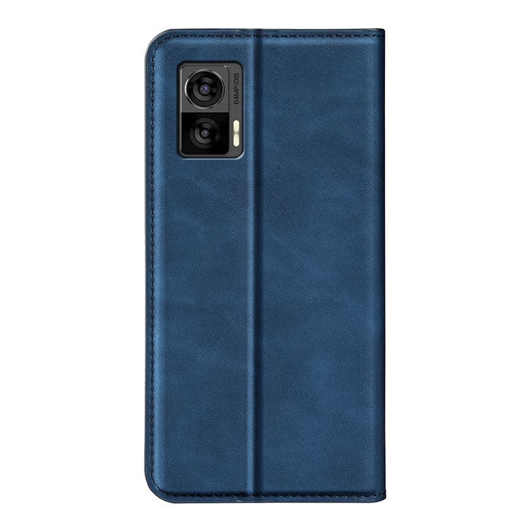 For Motorola Edge 30 Neo 5G / Edge 30 Lite Skin-touch PU Leather Flip Wallet Cover Stand Magnetic Absorption Shockproof Phone Case - Blue