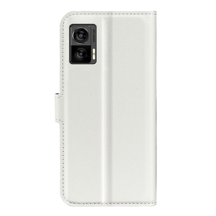 For Motorola Edge 30 Neo 5G / Edge 30 Lite Litchi Texture PU Leather Phone Case Folding Stand Magnetic Closure Wallet Flip Cover - White