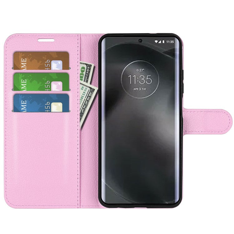 For Motorola Edge 30 Neo 5G / Edge 30 Lite Litchi Texture PU Leather Phone Case Folding Stand Magnetic Closure Wallet Flip Cover - Pink