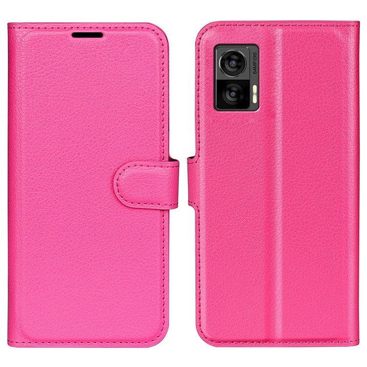 For Motorola Edge 30 Neo 5G / Edge 30 Lite Litchi Texture PU Leather Phone Case Folding Stand Magnetic Closure Wallet Flip Cover - Rose