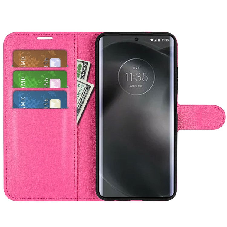 For Motorola Edge 30 Neo 5G / Edge 30 Lite Litchi Texture PU Leather Phone Case Folding Stand Magnetic Closure Wallet Flip Cover - Rose
