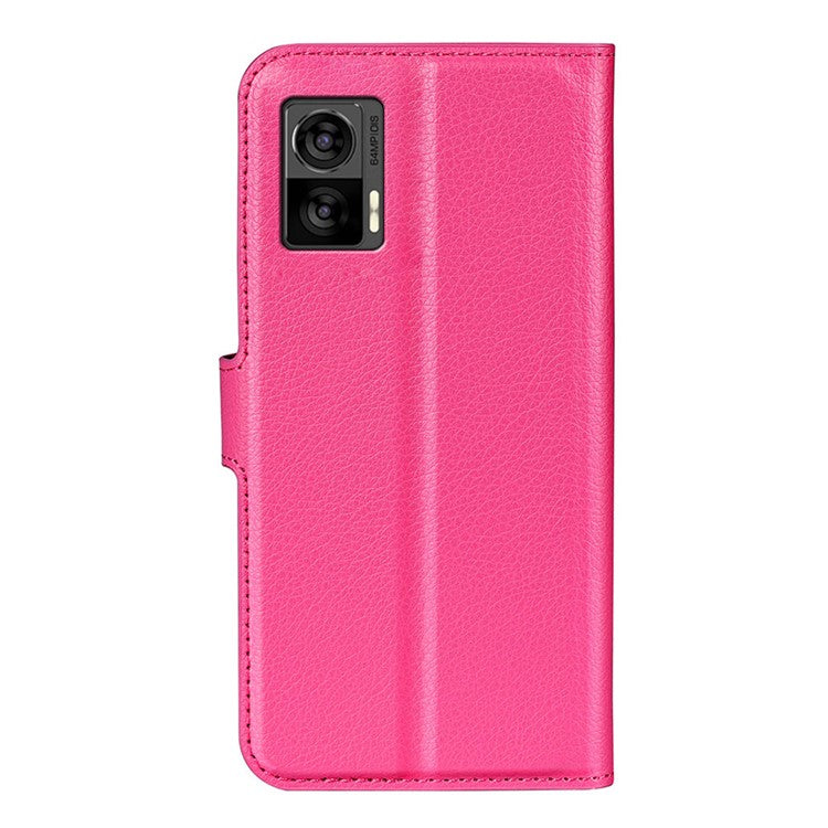 For Motorola Edge 30 Neo 5G / Edge 30 Lite Litchi Texture PU Leather Phone Case Folding Stand Magnetic Closure Wallet Flip Cover - Rose