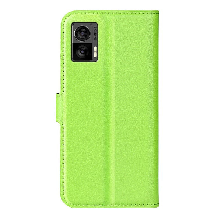 For Motorola Edge 30 Neo 5G / Edge 30 Lite Litchi Texture PU Leather Phone Case Folding Stand Magnetic Closure Wallet Flip Cover - Green
