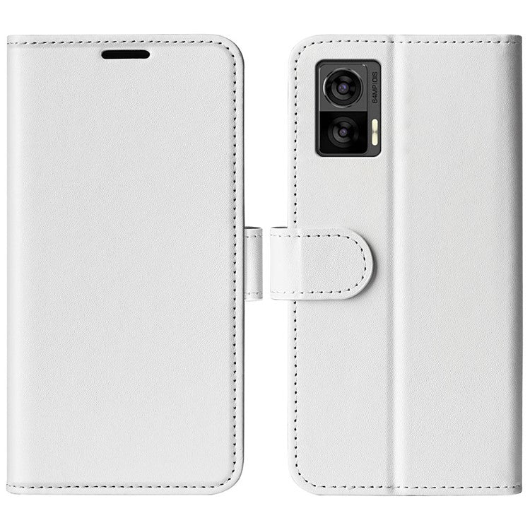 For Motorola Edge 30 Neo 5G / Edge 30 Lite Folding Stand PU Leather Flip Case Crazy Horse Texture Wallet Style Magnetic Closure Folio Phone Cover - White