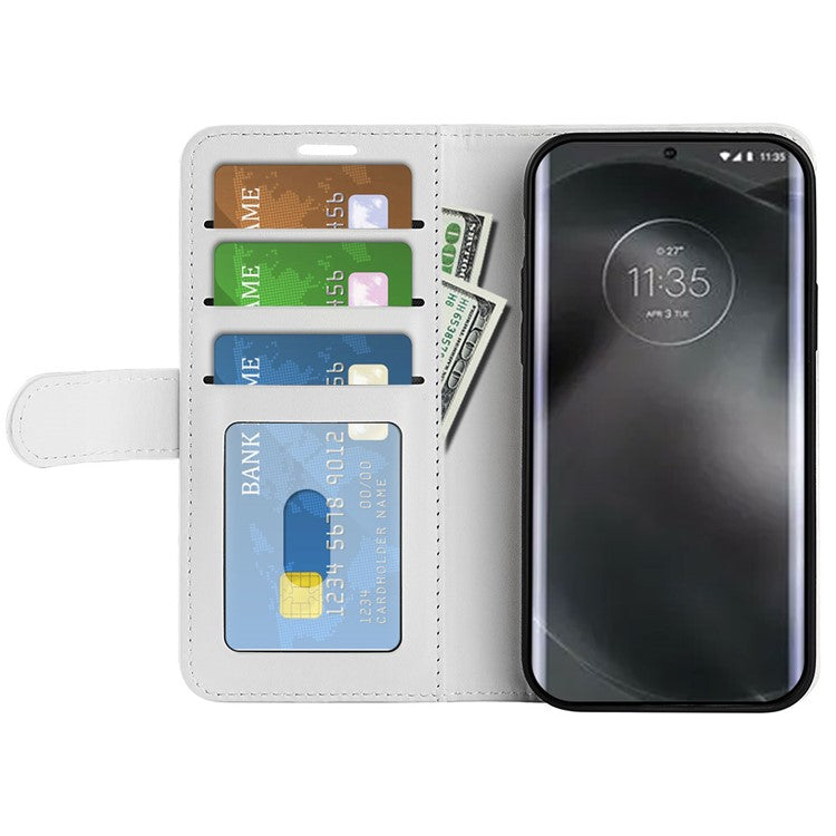For Motorola Edge 30 Neo 5G / Edge 30 Lite Folding Stand PU Leather Flip Case Crazy Horse Texture Wallet Style Magnetic Closure Folio Phone Cover - White