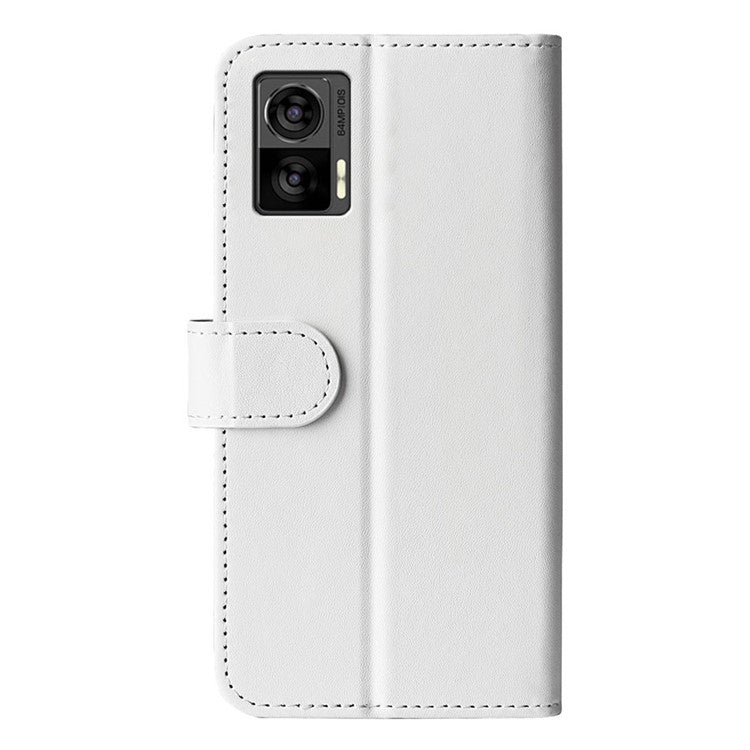 For Motorola Edge 30 Neo 5G / Edge 30 Lite Folding Stand PU Leather Flip Case Crazy Horse Texture Wallet Style Magnetic Closure Folio Phone Cover - White