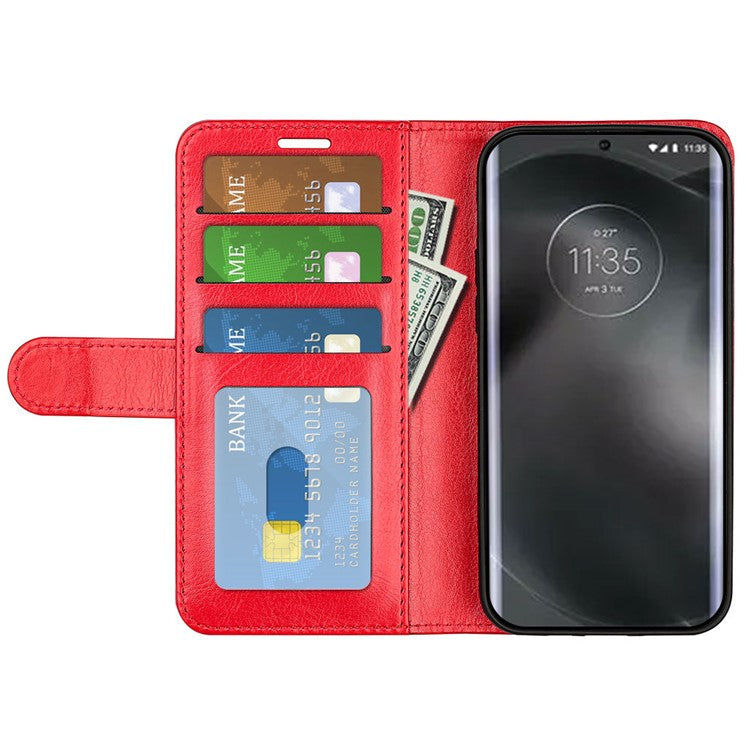 For Motorola Edge 30 Neo 5G / Edge 30 Lite Folding Stand PU Leather Flip Case Crazy Horse Texture Wallet Style Magnetic Closure Folio Phone Cover - Red