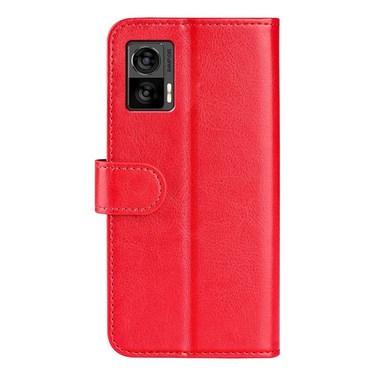 For Motorola Edge 30 Neo 5G / Edge 30 Lite Folding Stand PU Leather Flip Case Crazy Horse Texture Wallet Style Magnetic Closure Folio Phone Cover - Red