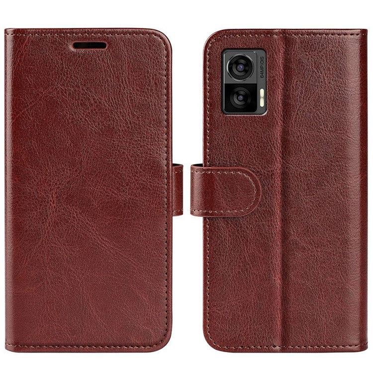 For Motorola Edge 30 Neo 5G / Edge 30 Lite Folding Stand PU Leather Flip Case Crazy Horse Texture Wallet Style Magnetic Closure Folio Phone Cover - Brown