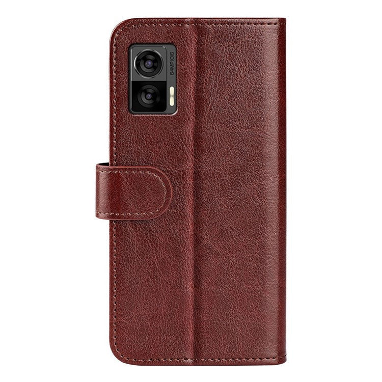 For Motorola Edge 30 Neo 5G / Edge 30 Lite Folding Stand PU Leather Flip Case Crazy Horse Texture Wallet Style Magnetic Closure Folio Phone Cover - Brown