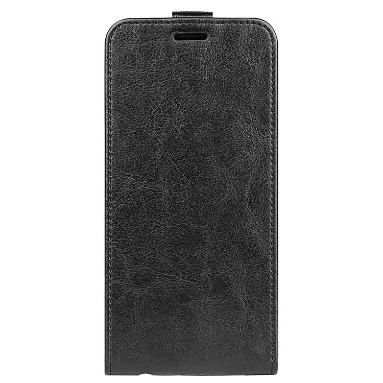 For Motorola Edge 30 Neo 5G / Edge 30 Lite PU Leather Vertical Flip Phone Case Crazy Horse Texture Card Holder Dual Magnetic Clasp Protective Cover - Black