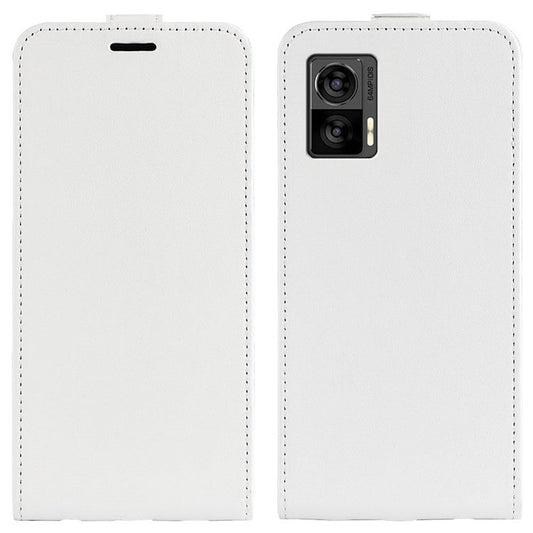 For Motorola Edge 30 Neo 5G / Edge 30 Lite PU Leather Vertical Flip Phone Case Crazy Horse Texture Card Holder Dual Magnetic Clasp Protective Cover - White