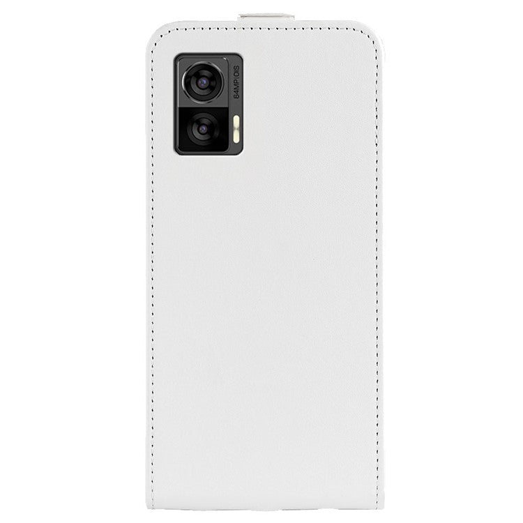 For Motorola Edge 30 Neo 5G / Edge 30 Lite PU Leather Vertical Flip Phone Case Crazy Horse Texture Card Holder Dual Magnetic Clasp Protective Cover - White