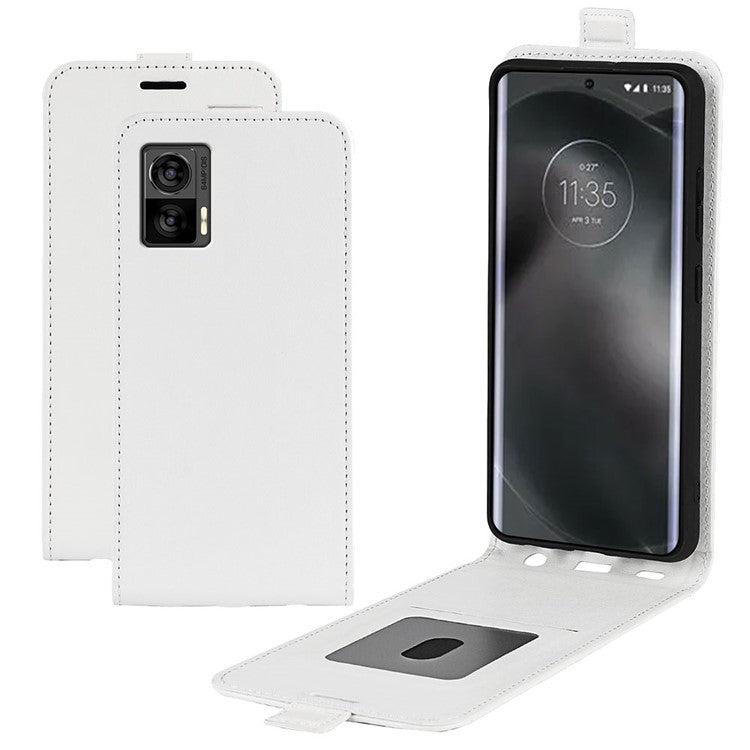For Motorola Edge 30 Neo 5G / Edge 30 Lite PU Leather Vertical Flip Phone Case Crazy Horse Texture Card Holder Dual Magnetic Clasp Protective Cover - White