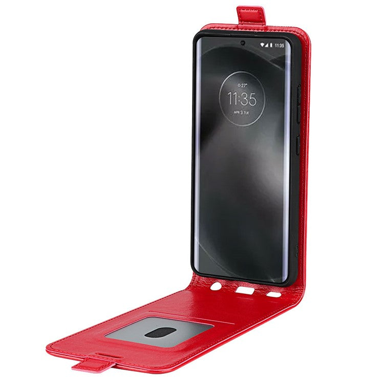 For Motorola Edge 30 Neo 5G / Edge 30 Lite PU Leather Vertical Flip Phone Case Crazy Horse Texture Card Holder Dual Magnetic Clasp Protective Cover - Red