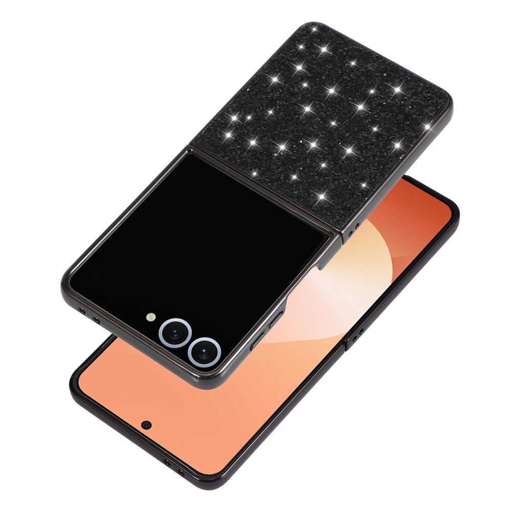 For Samsung Galaxy Z Flip7 5G Case PC Sparkling Glitter Phone Back Cover - Silver