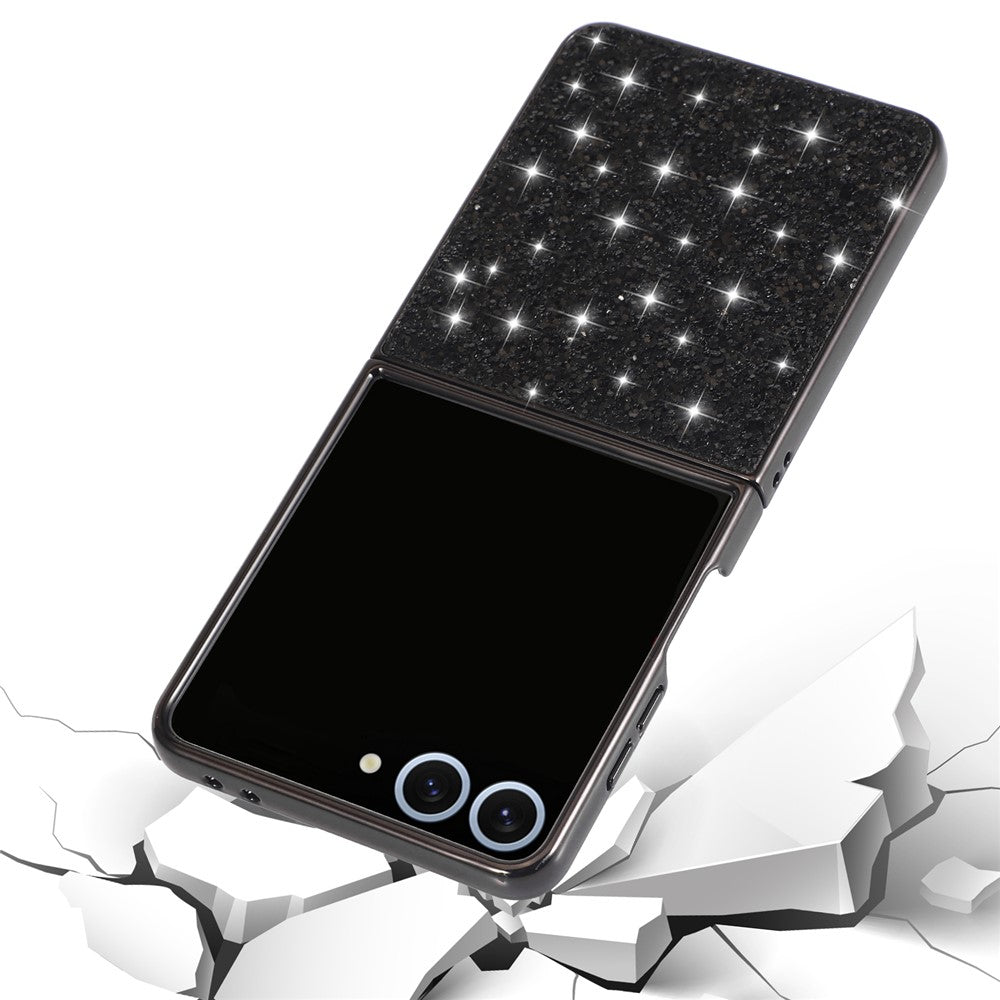 For Samsung Galaxy Z Flip7 5G Case PC Sparkling Glitter Phone Back Cover - Silver