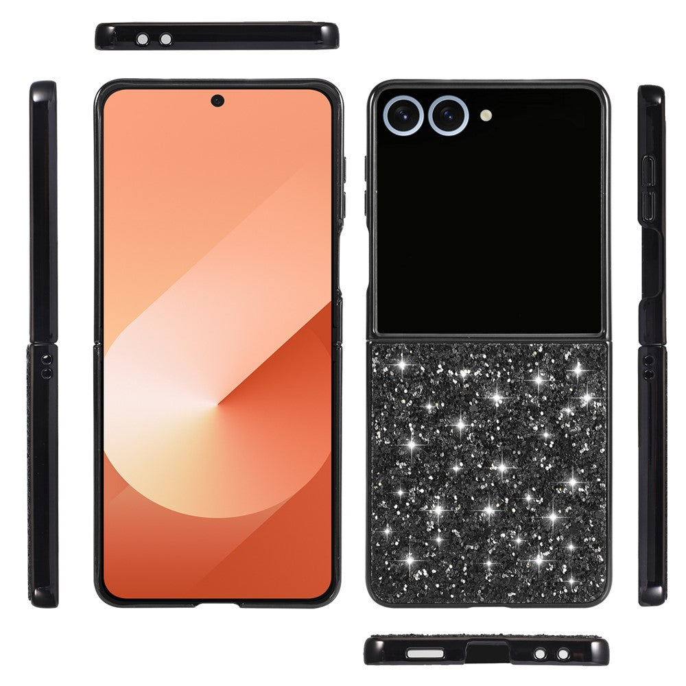 For Samsung Galaxy Z Flip7 5G Case PC Sparkling Glitter Phone Back Cover - Silver