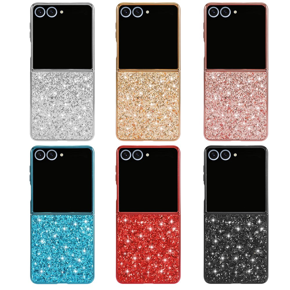 For Samsung Galaxy Z Flip7 5G Case PC Sparkling Glitter Phone Back Cover - Silver