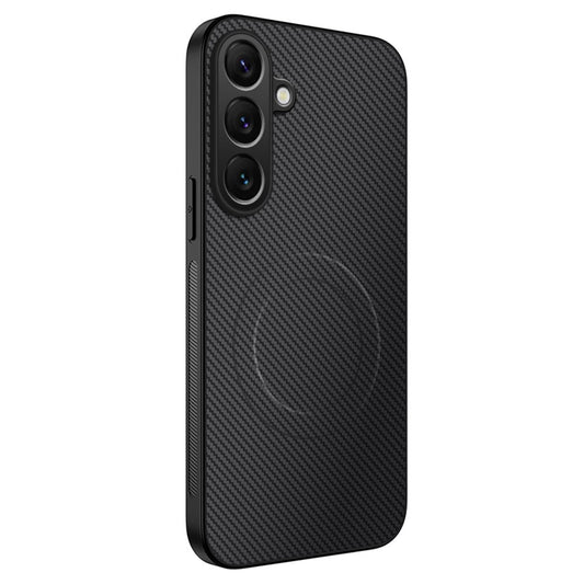 For Samsung Galaxy A17 5G / A26 5G Case Compatible with MagSafe WANLONFENG TQ Series Carbon Fiber Texture PC TPU Phone Cover - Black