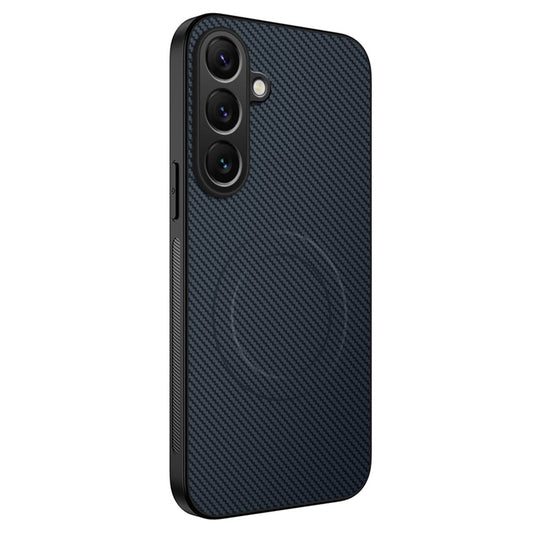 For Samsung Galaxy A17 5G / A26 5G Case Compatible with MagSafe WANLONFENG TQ Series Carbon Fiber Texture PC TPU Phone Cover - Sapphire