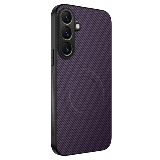For Samsung Galaxy A17 5G / A26 5G Case Compatible with MagSafe WANLONFENG TQ Series Carbon Fiber Texture PC TPU Phone Cover - Purple