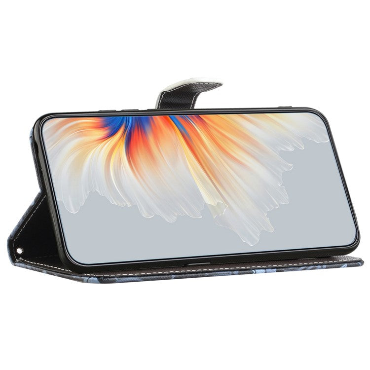 For Samsung Galaxy A14 5G / A14 4G Cross Texture PU Leather Phone Cover 3D Pattern Printing Stand Wallet Shockproof Case - Cat's Eye