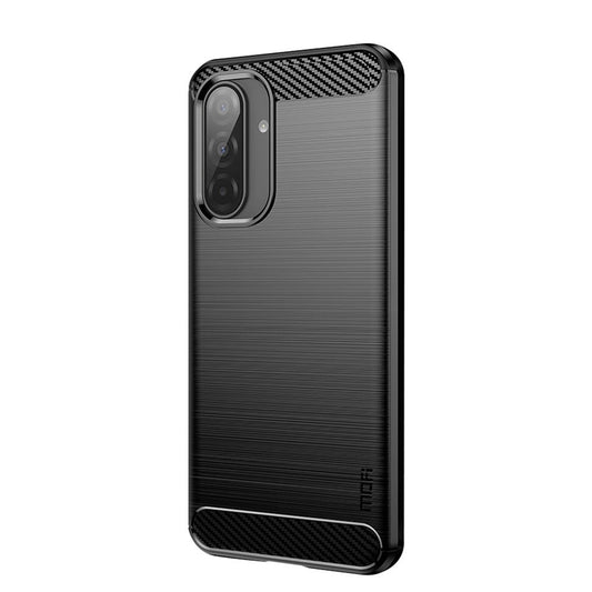For Samsung Galaxy A17 5G Back Cover MOFI Brushed Texture Carbon Fiber Soft TPU Case - Black