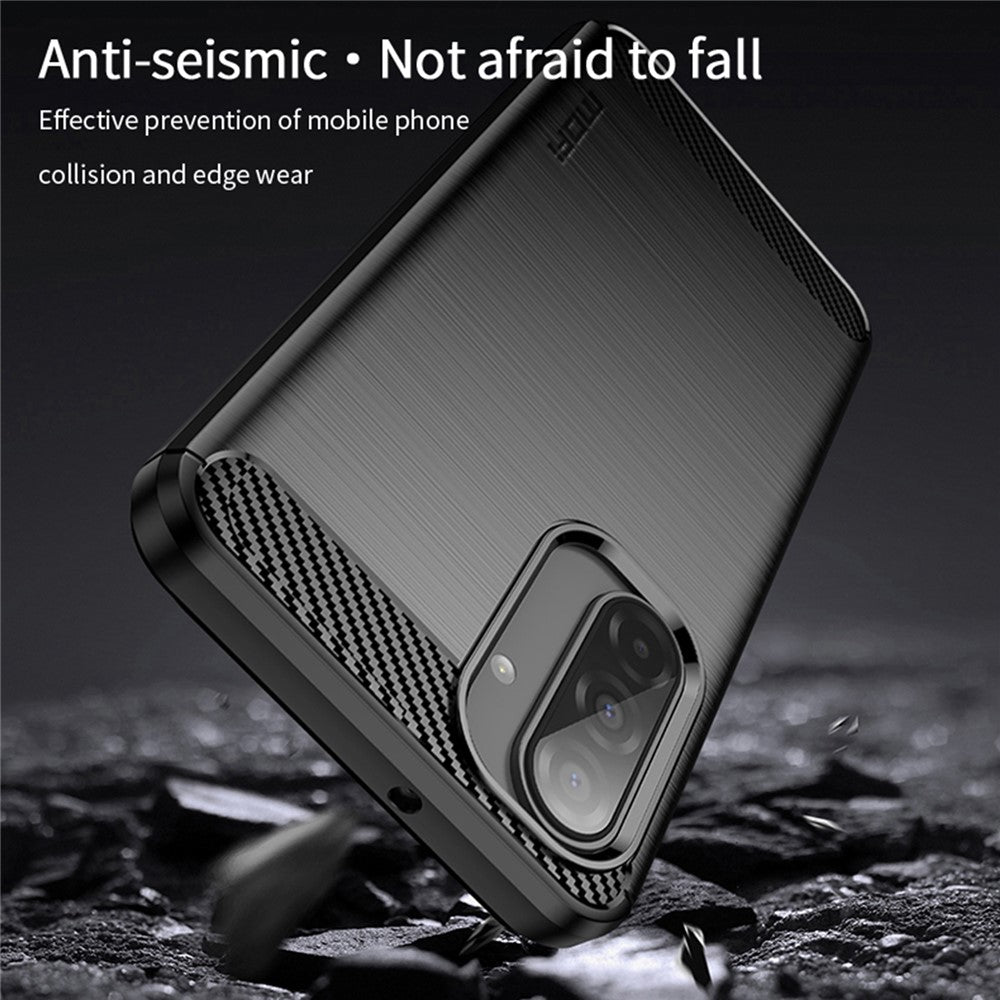 For Samsung Galaxy A17 5G Back Cover MOFI Brushed Texture Carbon Fiber Soft TPU Case - Black