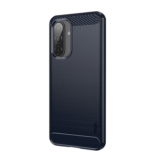 For Samsung Galaxy A17 5G Back Cover MOFI Brushed Texture Carbon Fiber Soft TPU Case - Blue
