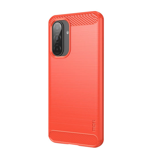 For Samsung Galaxy A17 5G Back Cover MOFI Brushed Texture Carbon Fiber Soft TPU Case - Red