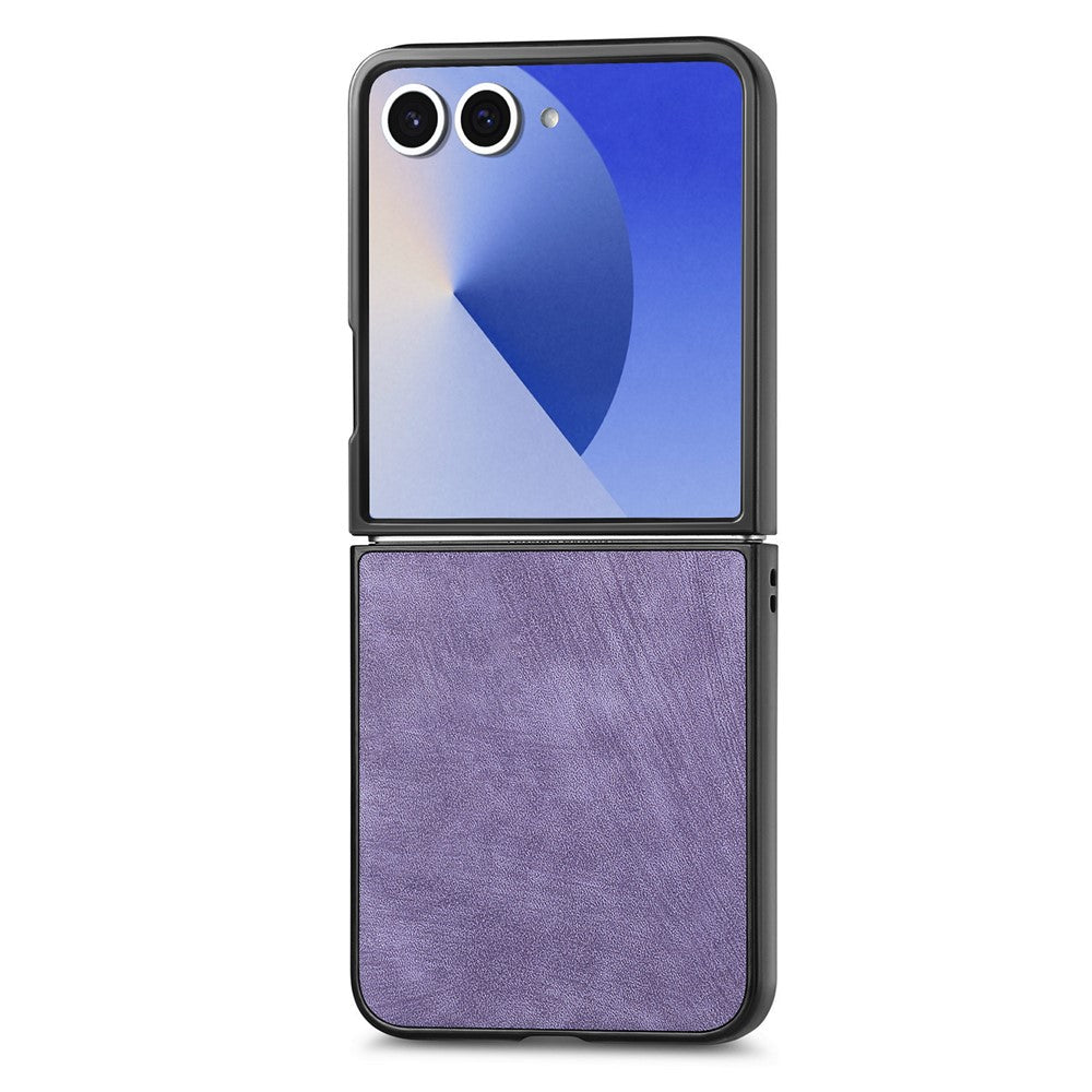 For Samsung Galaxy Z Flip7 5G Case Shockproof Slim Retro Leather Phone Back Cover - Purple