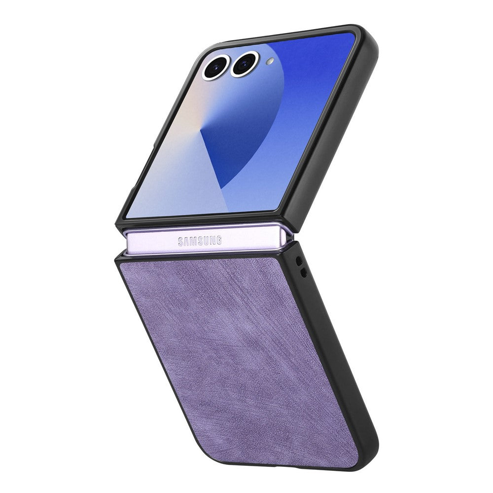 For Samsung Galaxy Z Flip7 5G Case Shockproof Slim Retro Leather Phone Back Cover - Purple