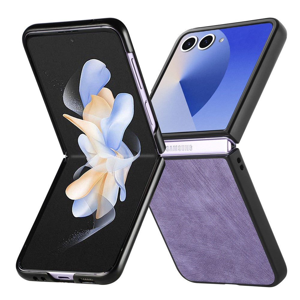 For Samsung Galaxy Z Flip7 5G Case Shockproof Slim Retro Leather Phone Back Cover - Purple