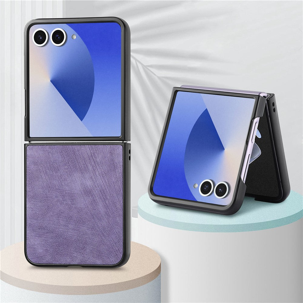 For Samsung Galaxy Z Flip7 5G Case Shockproof Slim Retro Leather Phone Back Cover - Purple
