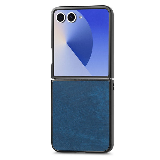For Samsung Galaxy Z Flip7 5G Case Shockproof Slim Retro Leather Phone Back Cover - Blue