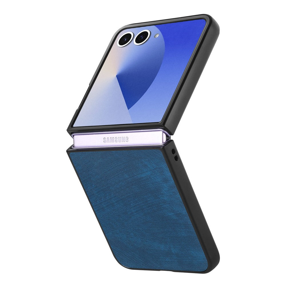 For Samsung Galaxy Z Flip7 5G Case Shockproof Slim Retro Leather Phone Back Cover - Blue