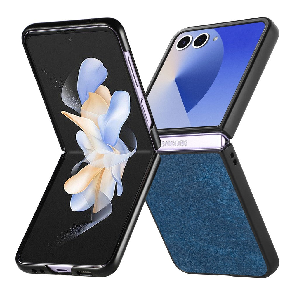 For Samsung Galaxy Z Flip7 5G Case Shockproof Slim Retro Leather Phone Back Cover - Blue