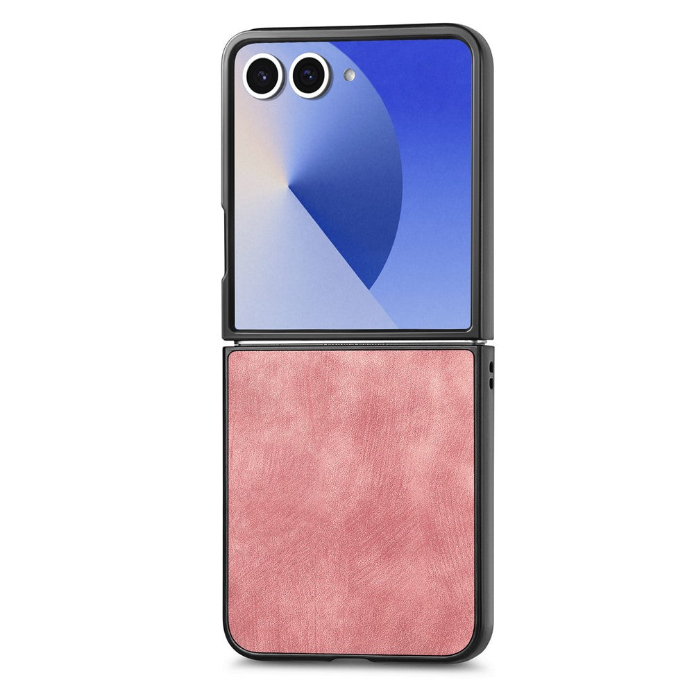 For Samsung Galaxy Z Flip7 5G Case Shockproof Slim Retro Leather Phone Back Cover - Pink