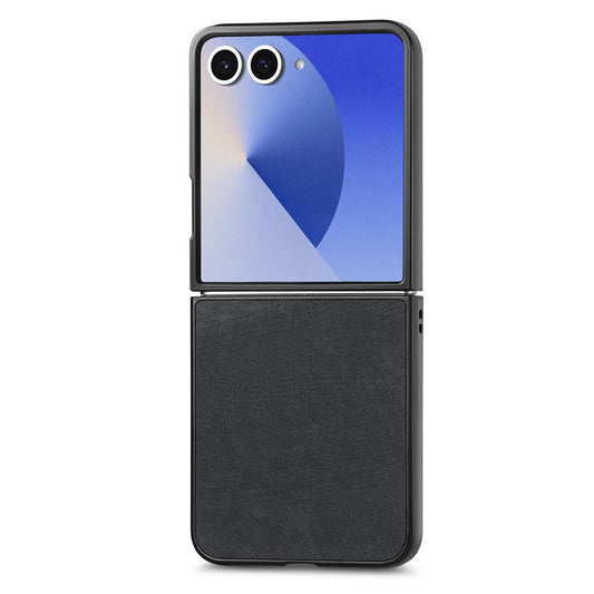 For Samsung Galaxy Z Flip7 5G Case Shockproof Slim Retro Leather Phone Back Cover - Black