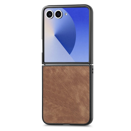 For Samsung Galaxy Z Flip7 5G Case Shockproof Slim Retro Leather Phone Back Cover - Brown