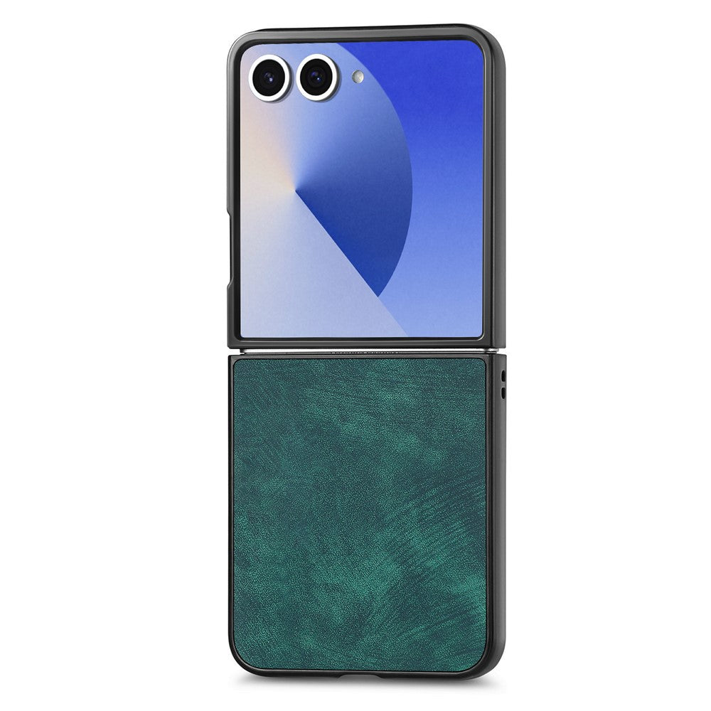 For Samsung Galaxy Z Flip7 5G Case Shockproof Slim Retro Leather Phone Back Cover - Green