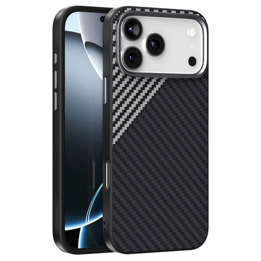 ABEEL For iPhone 17 Pro Max Case Compatible with MagSafe Carbon Fiber Texture Back Cover - Black  /  Silver